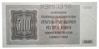 Czech Republic 5.000 Korun, 1944 reverse